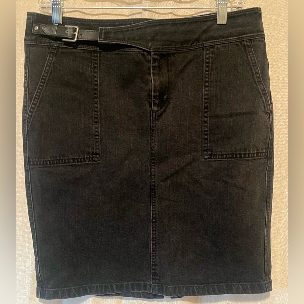 ✨ LRL Lauren Jeans Co. Ralph Lauren Black Denim Belted Skirt Petite 10